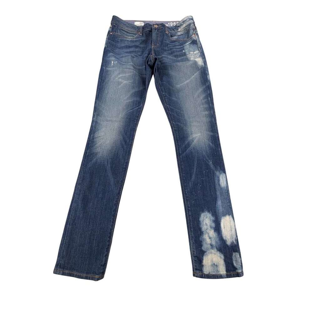 Gap 1969 Always Skinny Jeans Bleached Acid Distressed Denim Womens Size 28/6